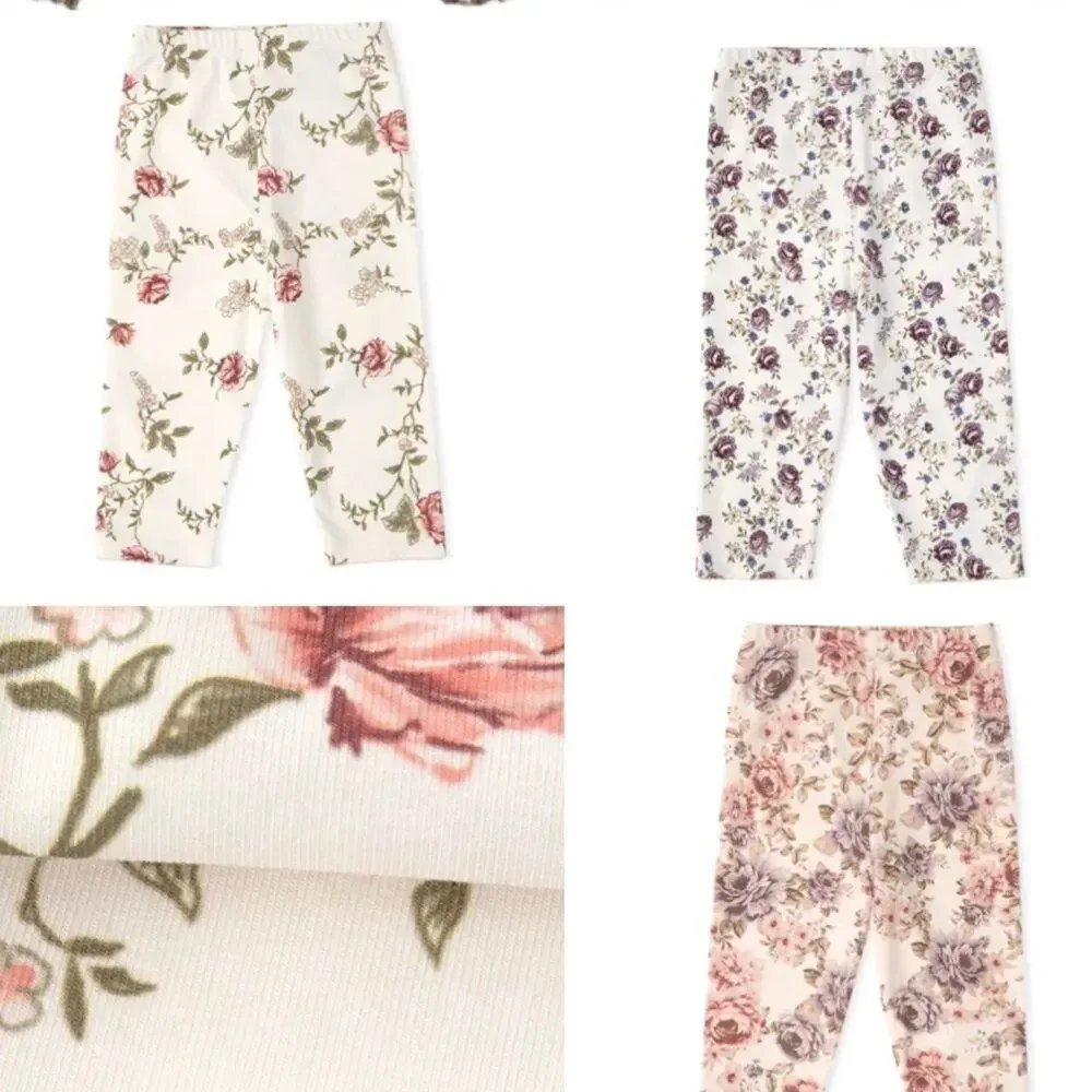New lot bundle 3 baby girl floral pants 3-6 months