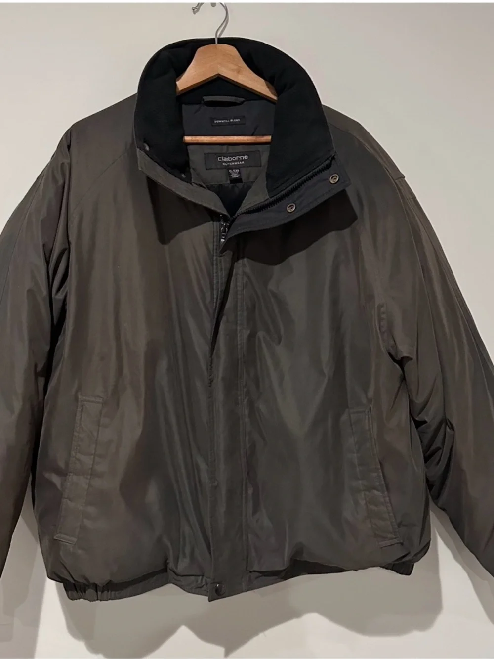 Claiborne Men's Brown Quilted Puffer Jacket with Black Collar