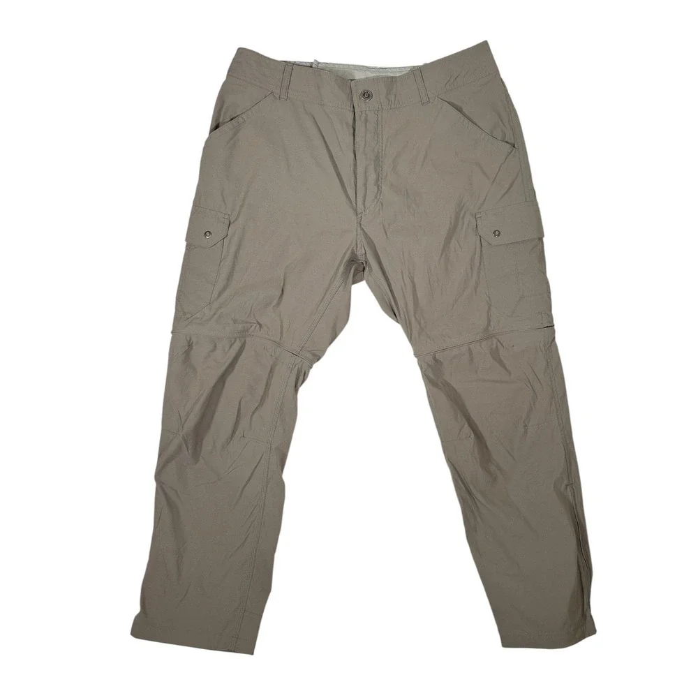 Kuhl Renegade Cargo Convertible Pants‎ Khaki Tan Stealth Zip Hiking Mens 35.5x30