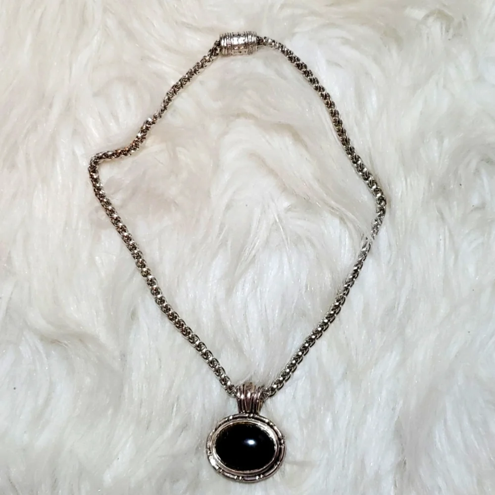 Boutique silver and black necklace