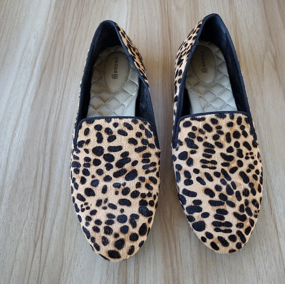 BIRDIES US 10.5 Cheetah Calf Hair The Starling Flats Loafers Shoes Slippers