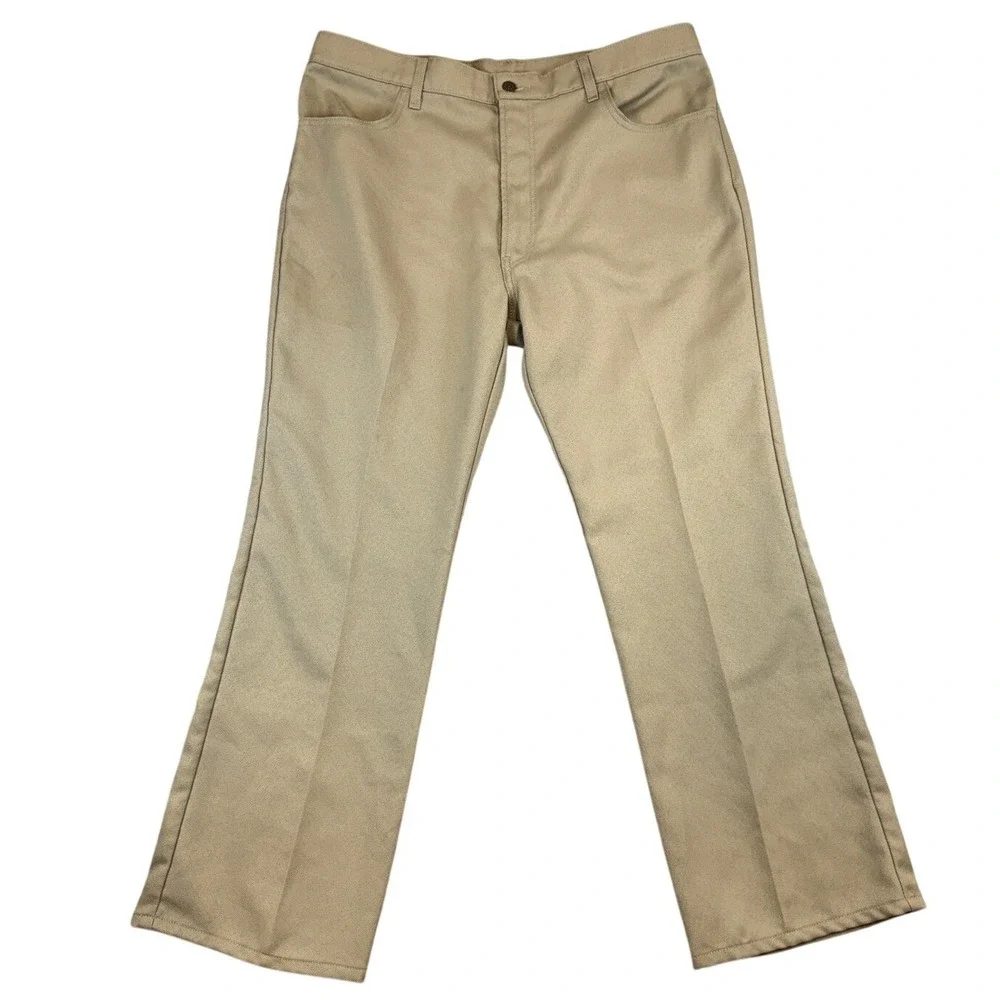 Levis 517 Bootcut Sta-Prest‎ Pants Mens 40x30 Tan Khaki Polyester Trousers