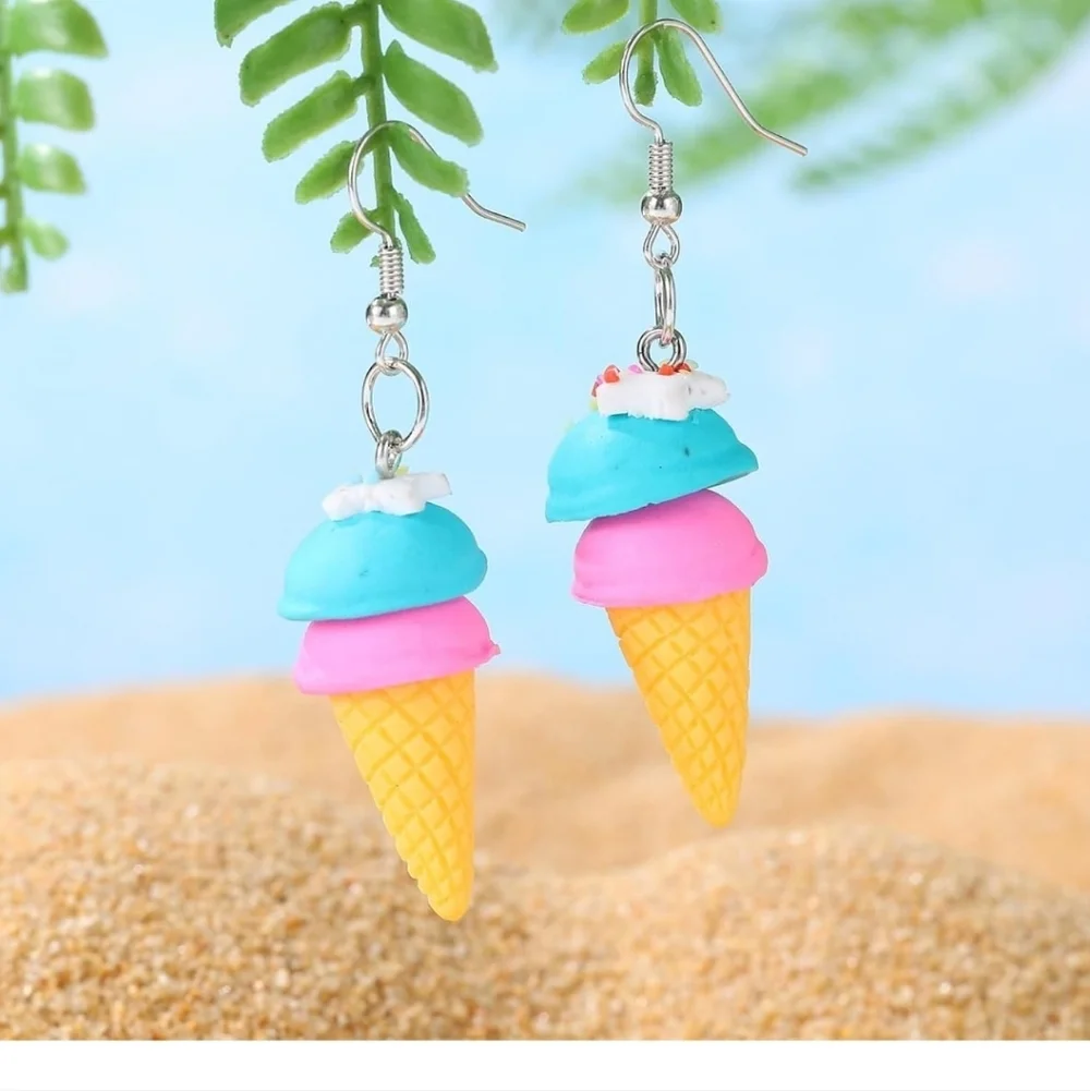 Colorful Ice Cream Cone Earrings for Kids