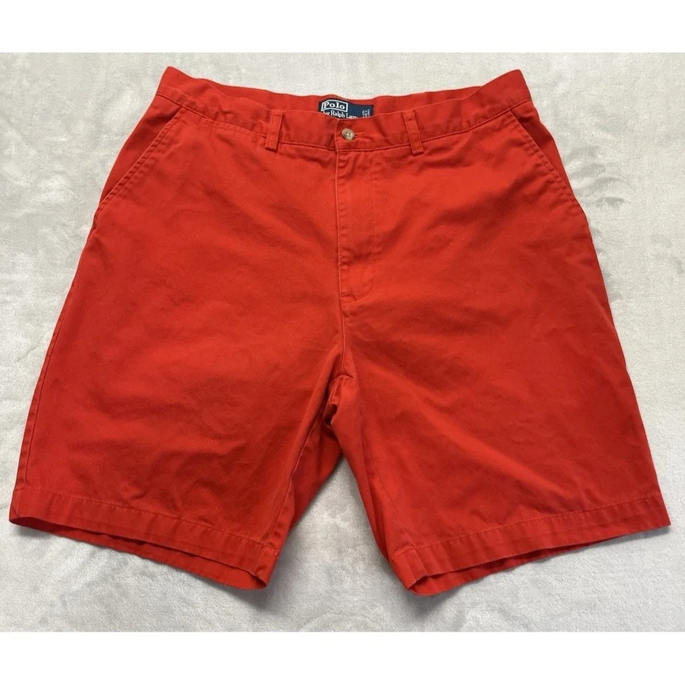 Polo Ralph Lauren Prospect Short Men 34 Red Chino Classic Flat Front 9'' Inseam