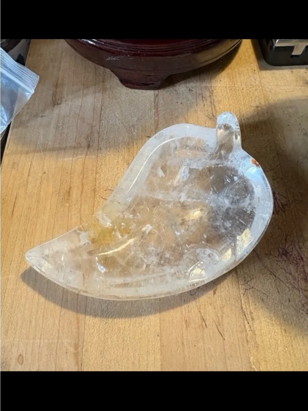 Clear Quartz Leaf bowls set of 2