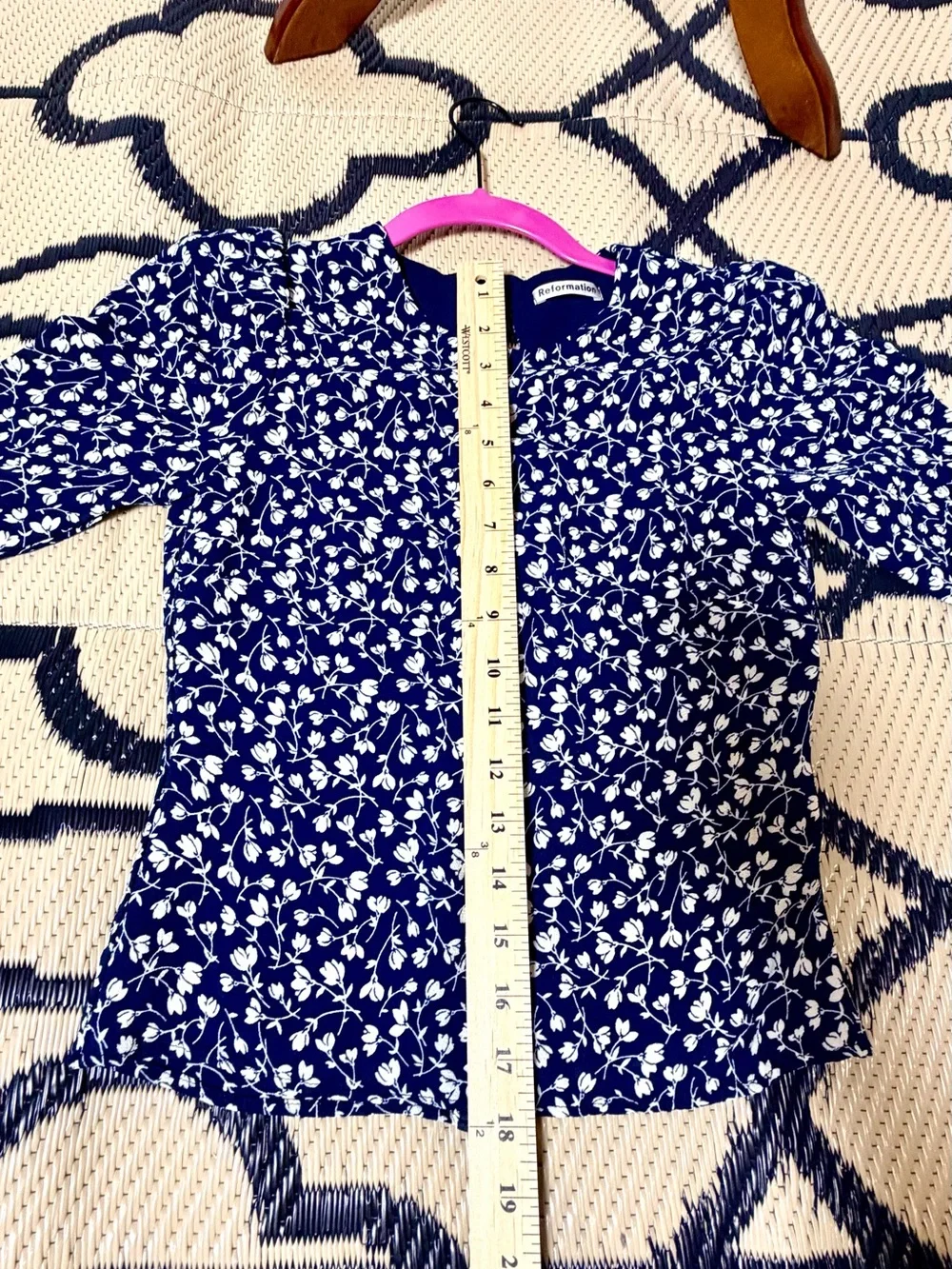 Reformation navy blouse