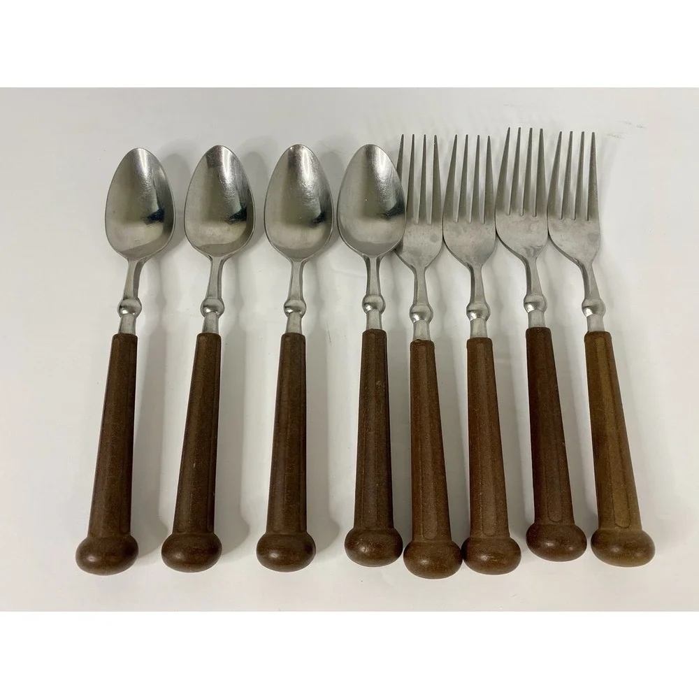 Oxford Hall Fashion Wear Brown Stainless Steel Teaspoons & Dinner Forks JAPAN
