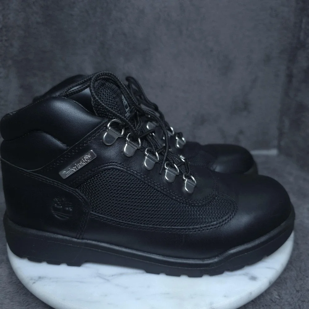 Timberland Boots Shoes Boys Size 5 Black Leather Hiking Trail Combat TB11590607