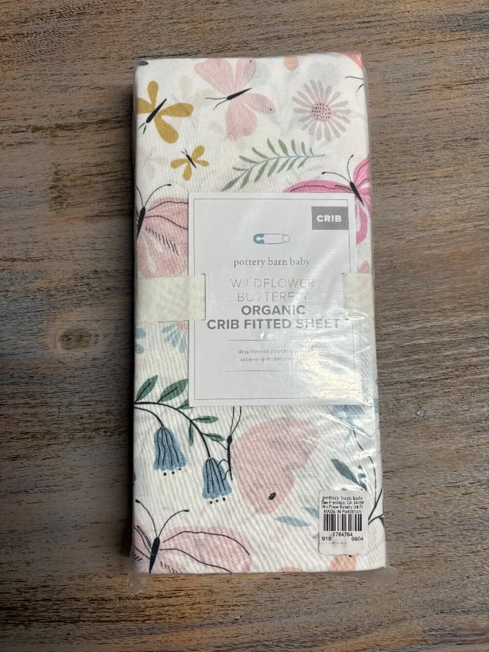 Pottery Barn Organic Cotton Fitted Crib Sheet - Wildflower Butterfly