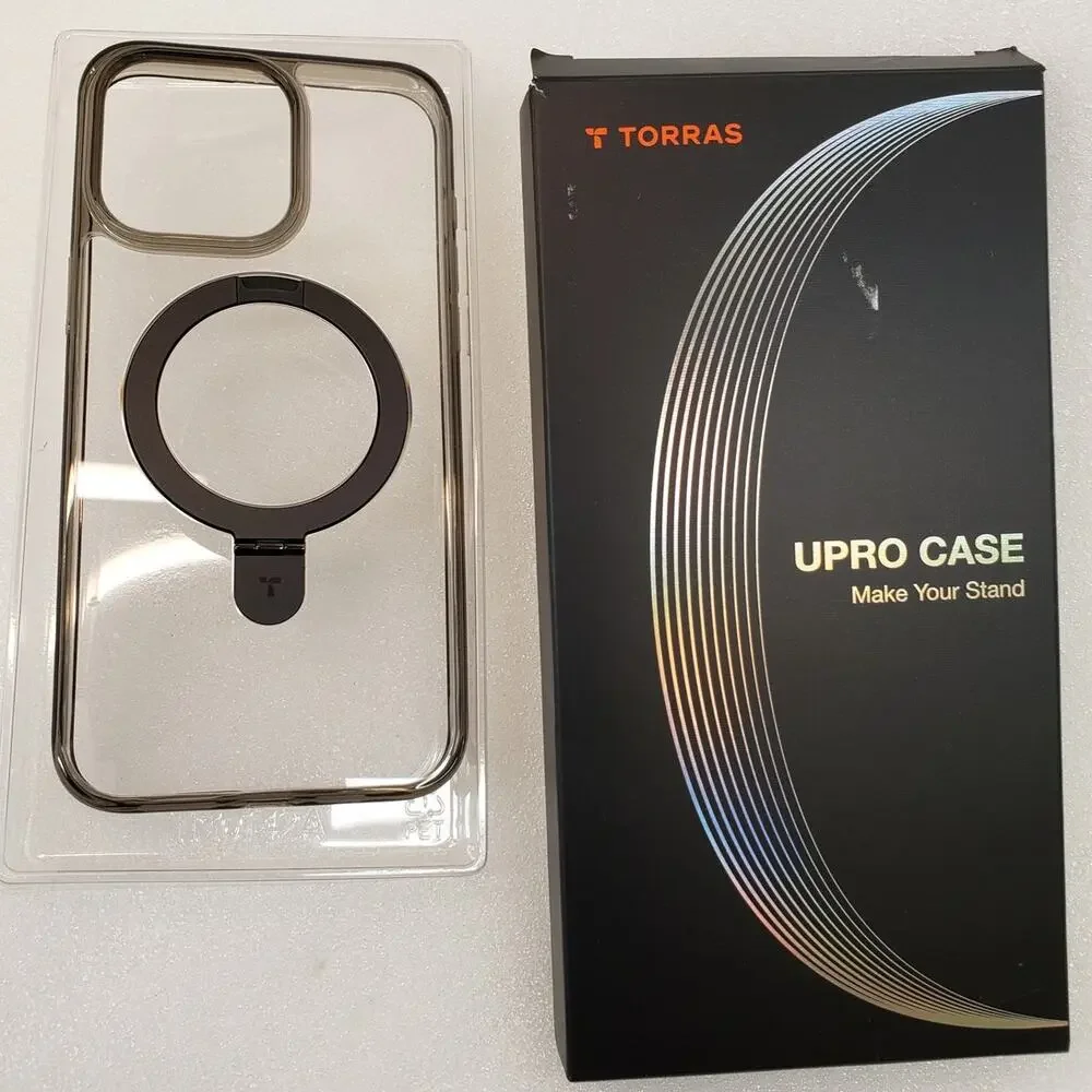 TORRAS Ostand Magnetic Kickstand Case for iPhone 15 Pro Max Titanium Grey