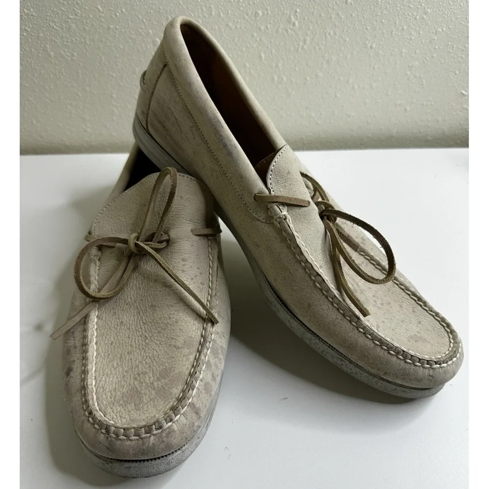 Peter Millar Men's Shoes Sz 11 1/2‎ M Tan Leather Boat Slip On DISTRESSED AS IS