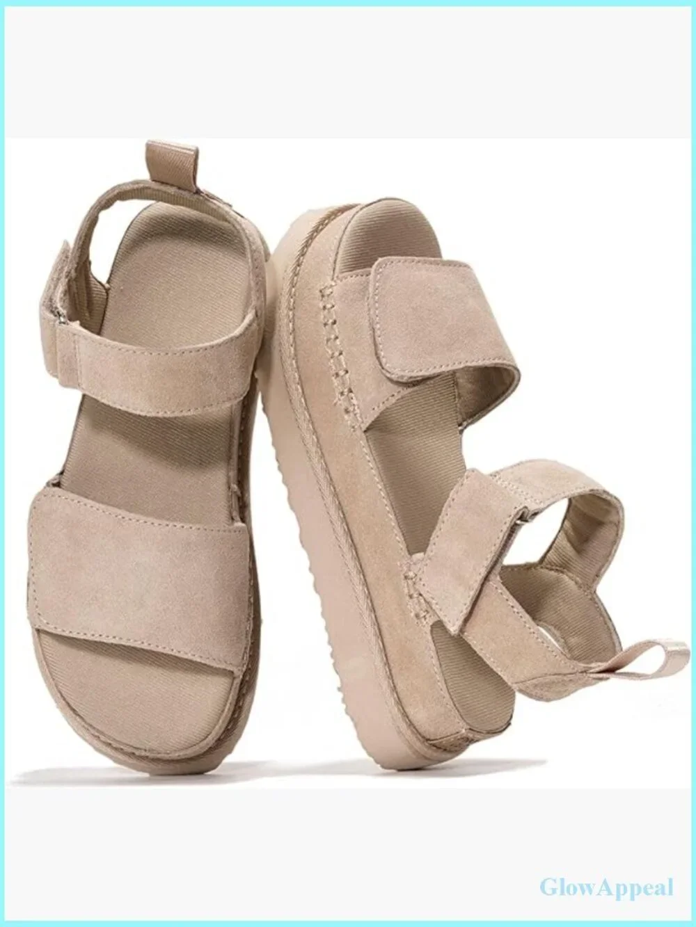 Genuine Leather Platform Sandals Memory Foam Chunky Wedge