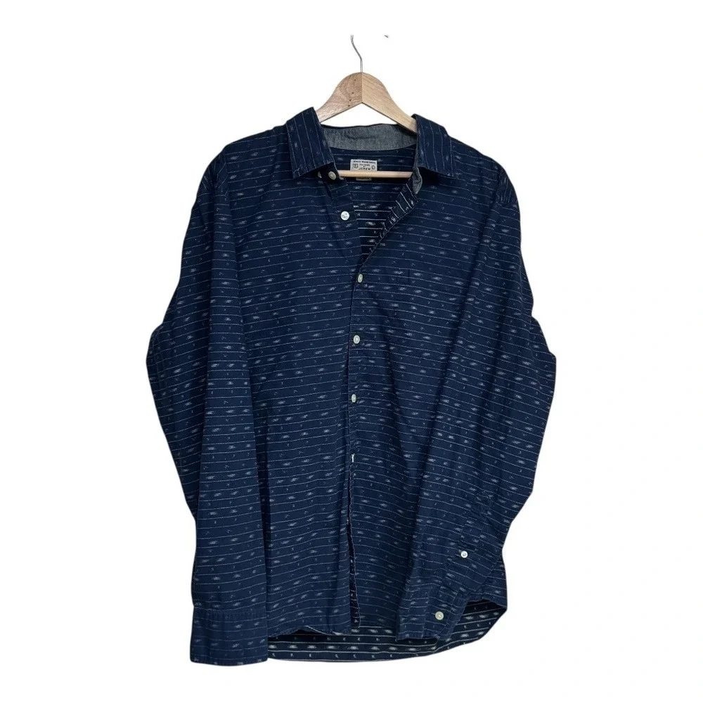 J.Crew Men's Blue Striped Casual‎ Button Down Shirt Size Large