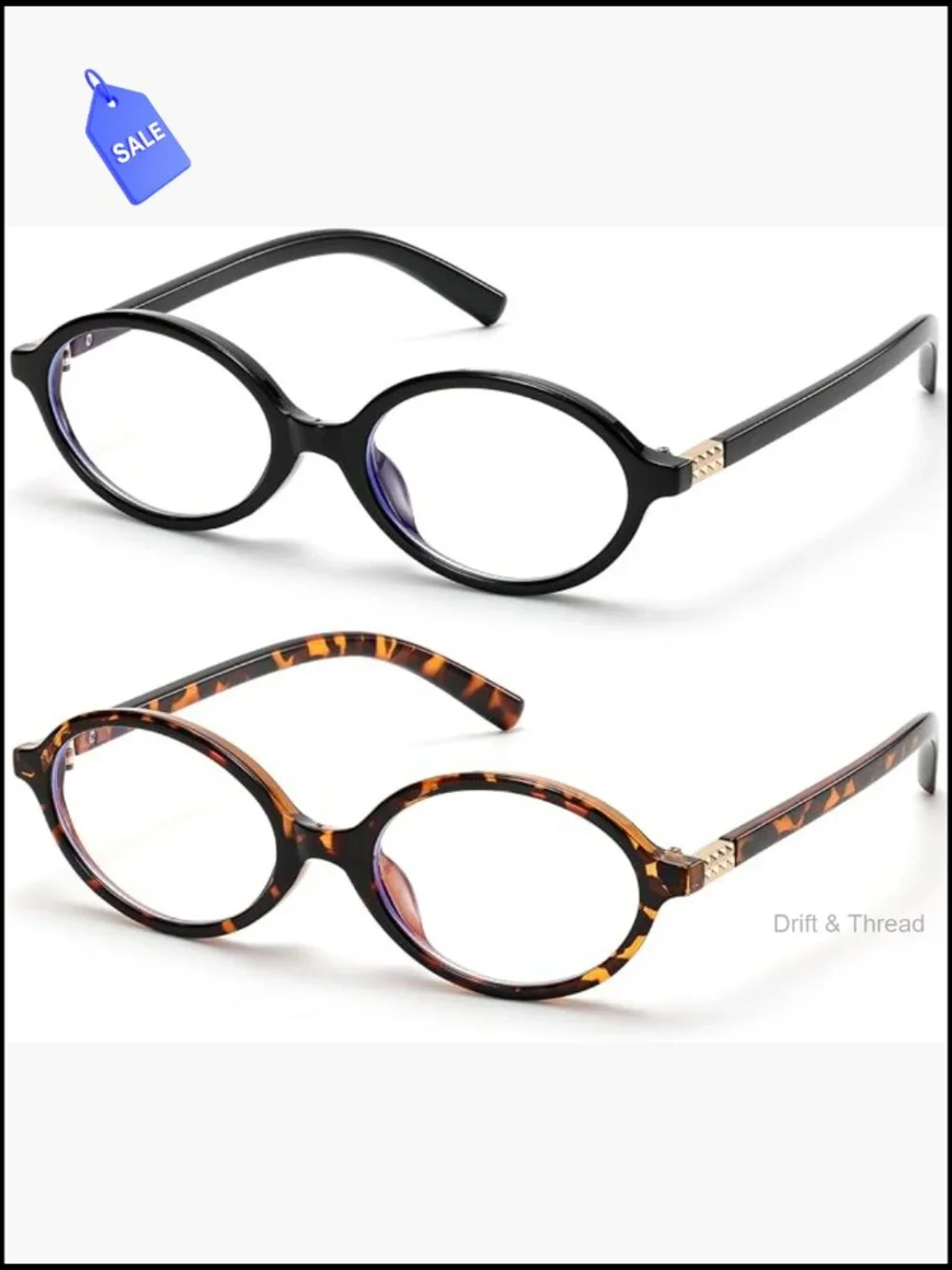 Retro Oval Blue Light Blocking Glasses for Women Lightweight UV400 Protection