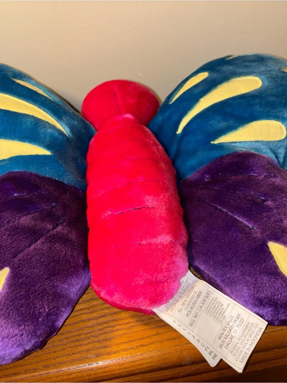Gund Colorful Butterfly Pillow in Pink, Blue, Purple, Yellow