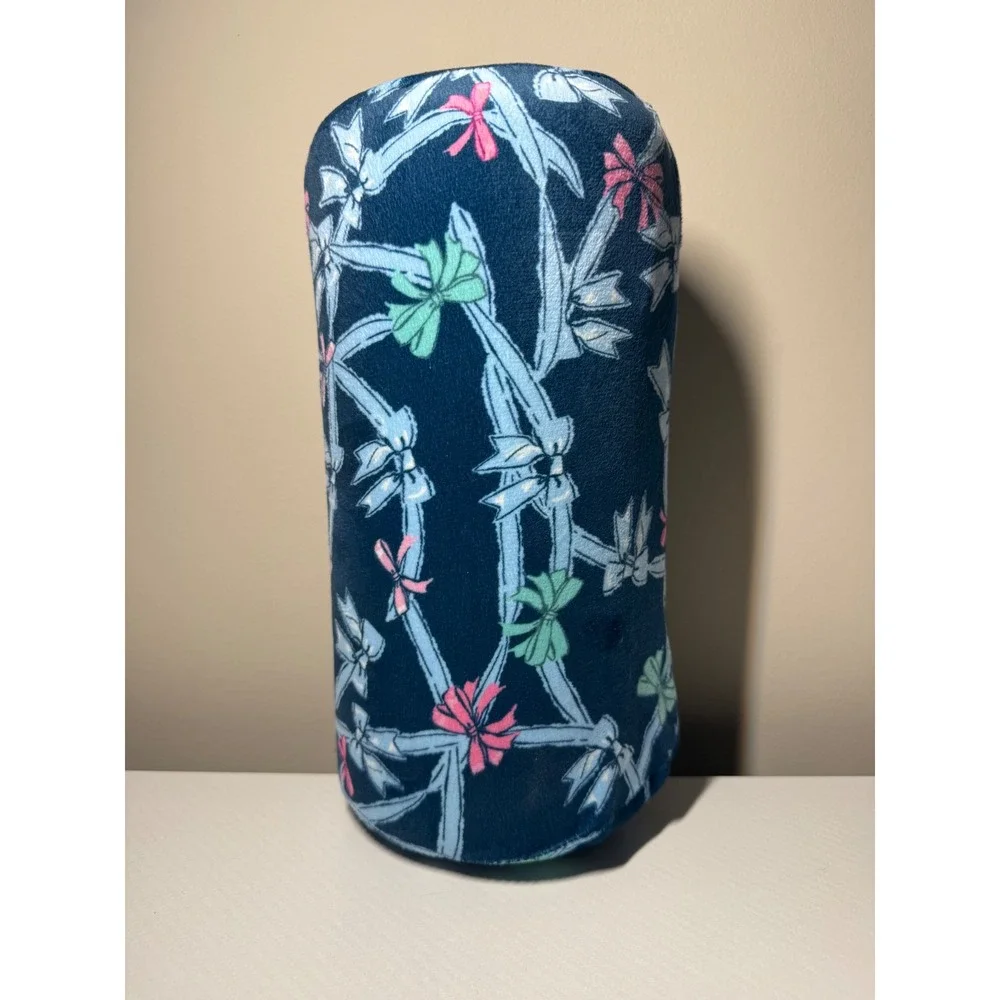 Bolster Pillow Excellent Navy Blue Pink Green Bow Print Plush 12in