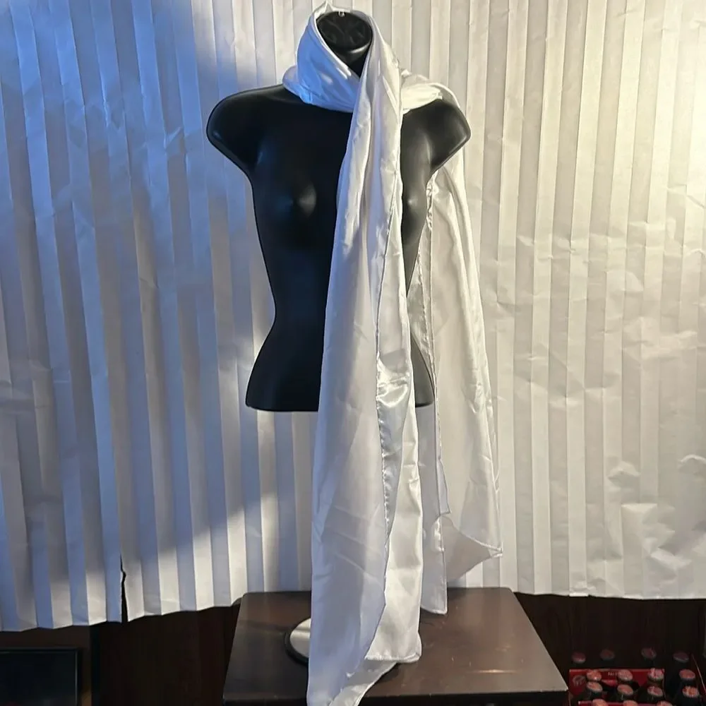 Women’s White Polyester Scarf Extra Large Lightweight Wrap Shawl