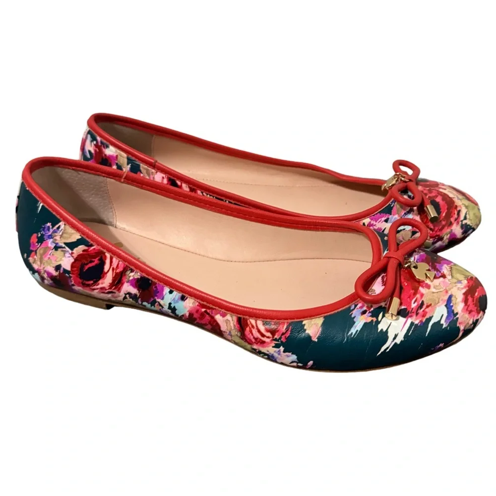 Kate Spade Willa Blurry Floral‎ Nappa Leather Ballet Flats Size 7