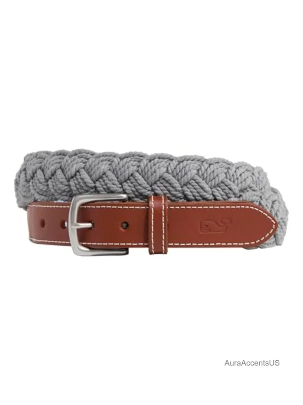 Braided Cotton Cord Belt with Italian Leather Accents