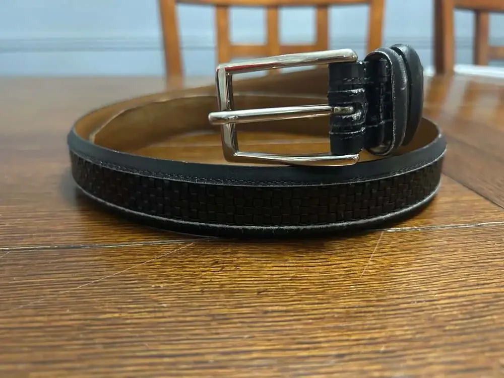 Allen Edmonds Men's Black Embossed Leather Belt, Size 34