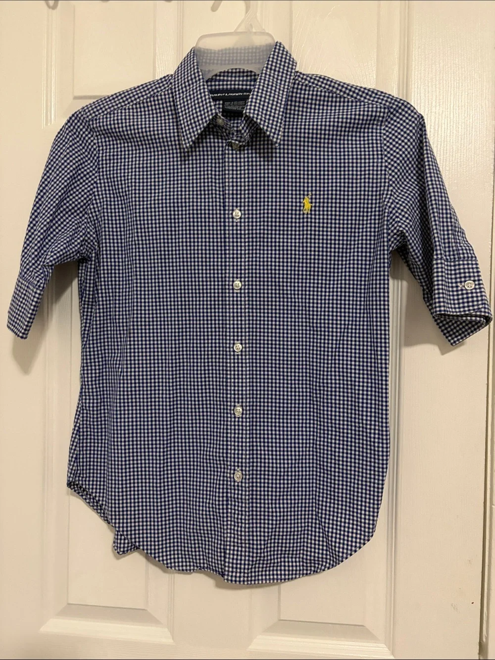 Polo by Ralph Lauren Navy and White Gingham Short-Sleeve Button-Down Shirt