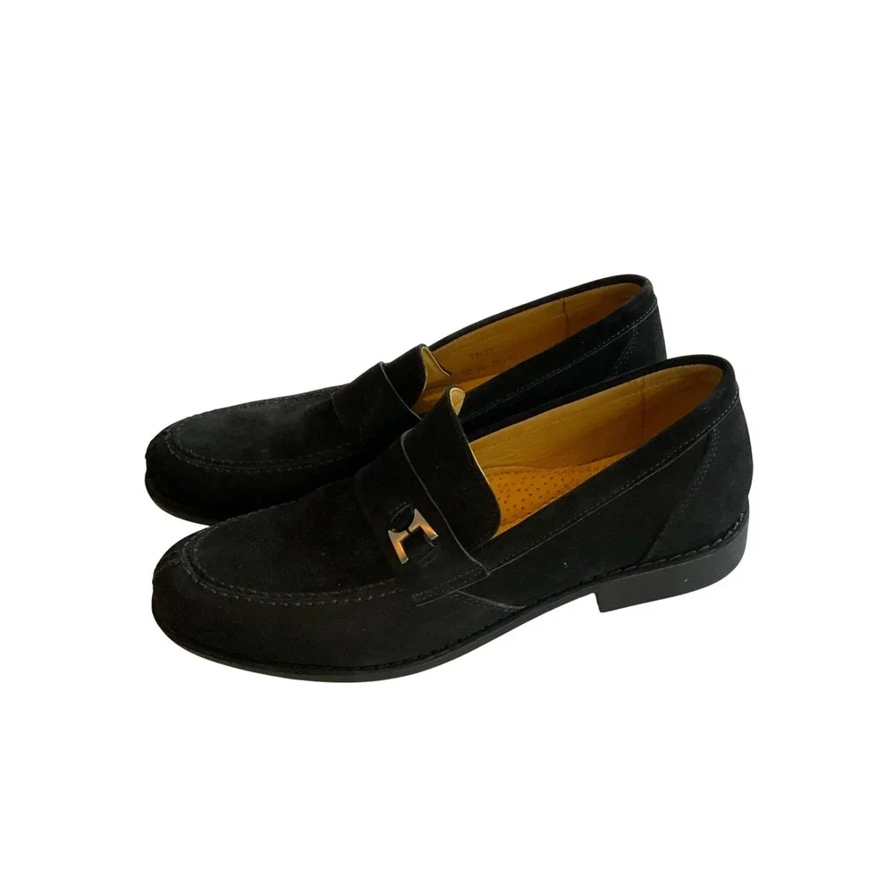 Sandro Moscoloni Loafers Mens 8D Black Suede Bit‎ Detail Slip On Shoes