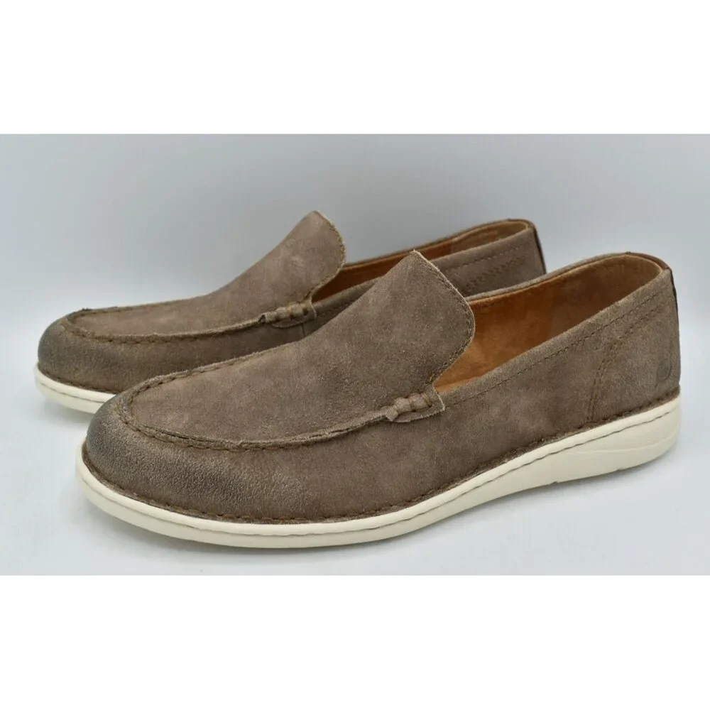 Born Mens Size 11.5 Thaton Taupe Brown Combo Nubuck Slip On Loafers Shoes‎