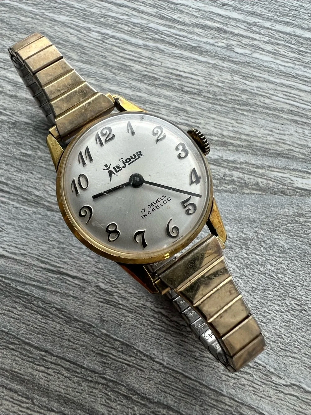 LeJour Vintage Gold-Tone womens Watch with Silver Dial