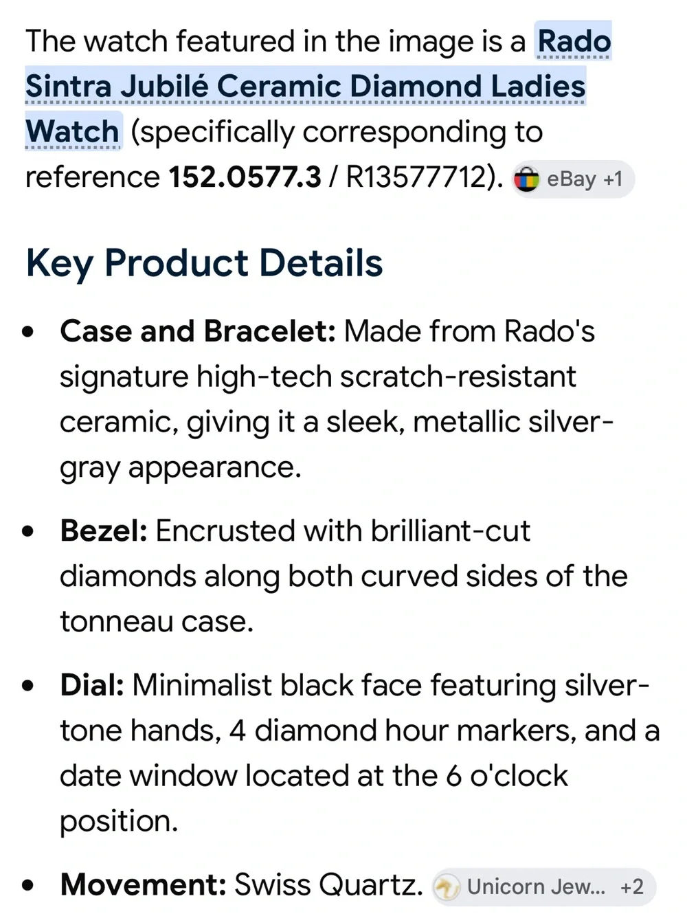 Rado jubile watch