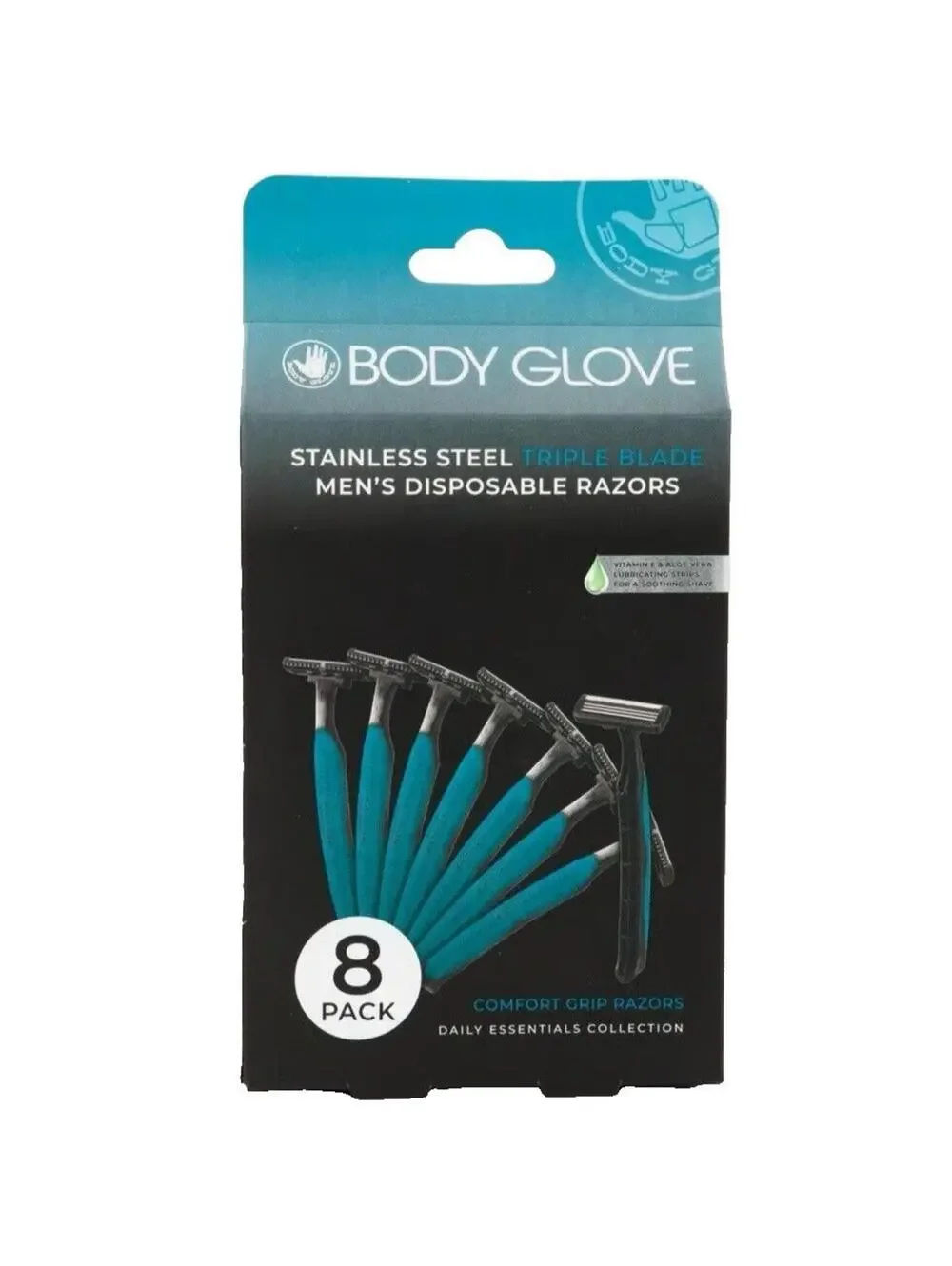 Body Glove 8 Pack Stainless Steel Triple Blade Men's Disposable Razor Blades