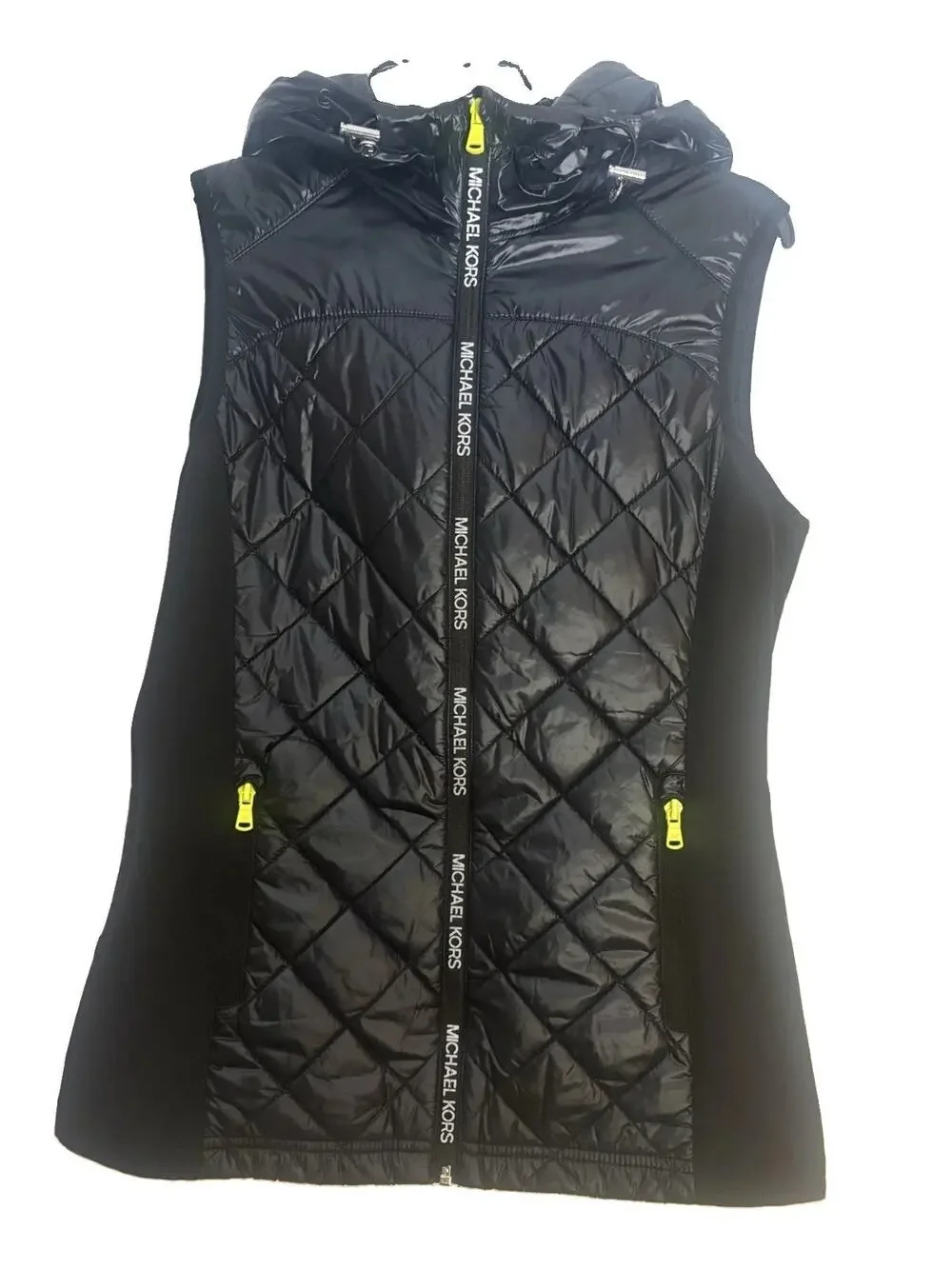 Michael Kors Women’s Black Hooded Puffer Vest Full Zip Pockets XS