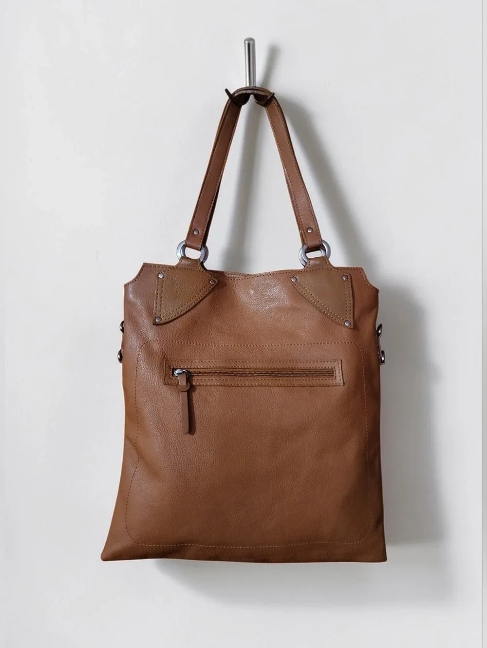 Cristian of Italy Camel Brown Leather Tote Bag Shoulder Purse