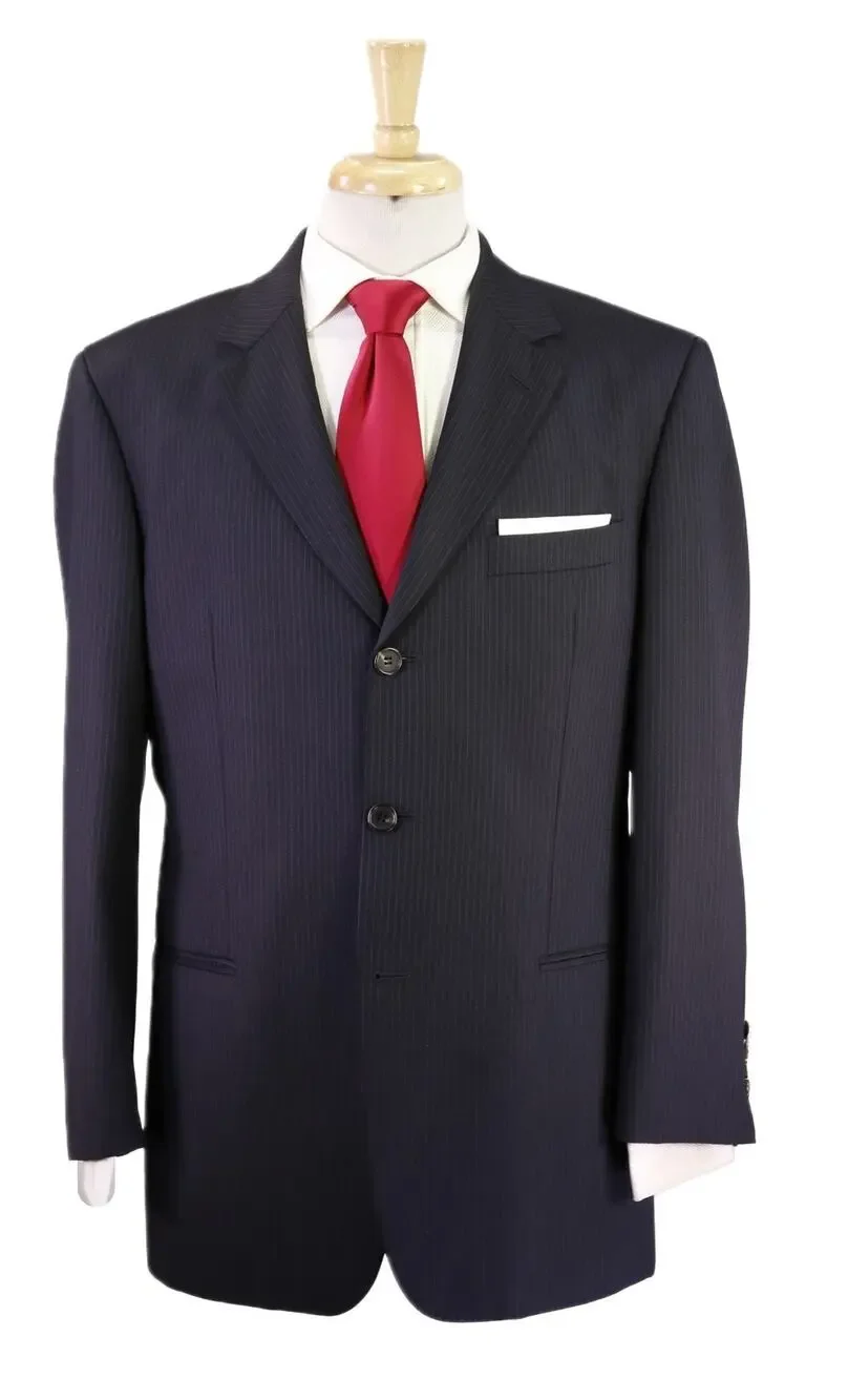 Hugo Boss Einstein/Sigma Navy Blue Pinstripe Super 120's Wool Suit 40R