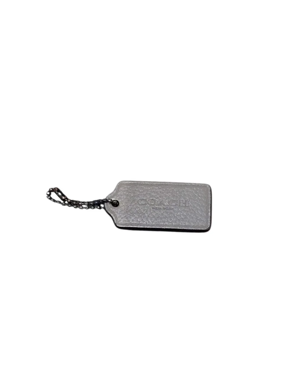 Coach Leather Hangtag Like New W/ Gunmetal Chain Measures 2.25