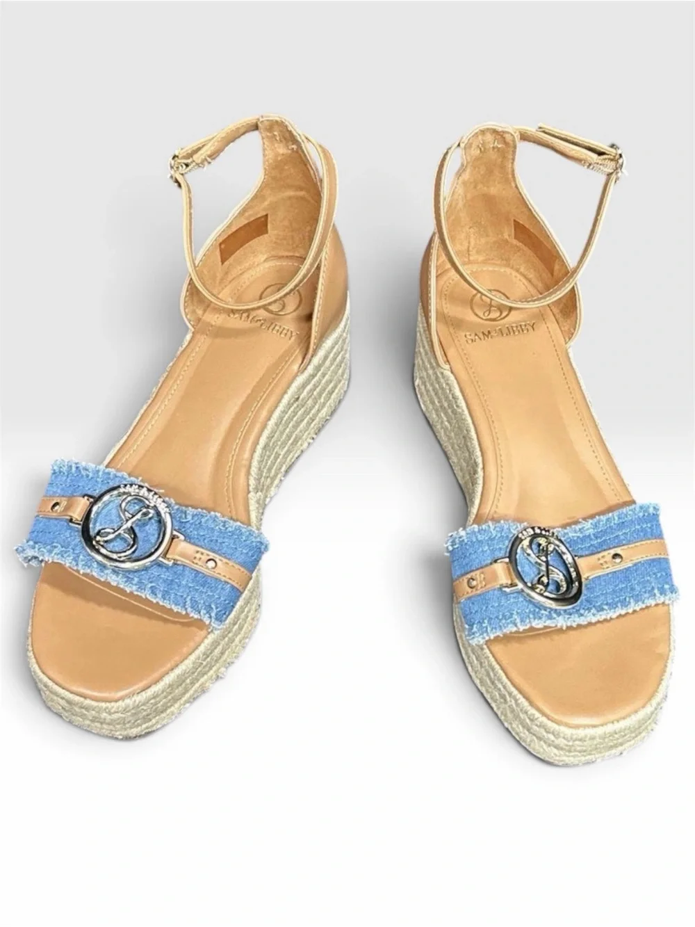 Sam and Libby Corrine Espadrille Denim Platform Wedge Sandal
