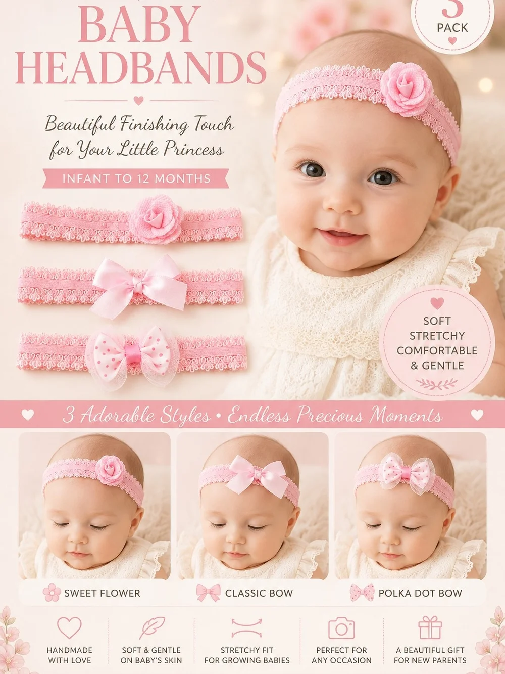 Hand Crafted or headbands months