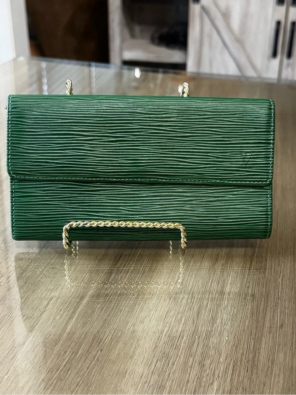 LV Louis Vuitton Green Epi Long Wallet
