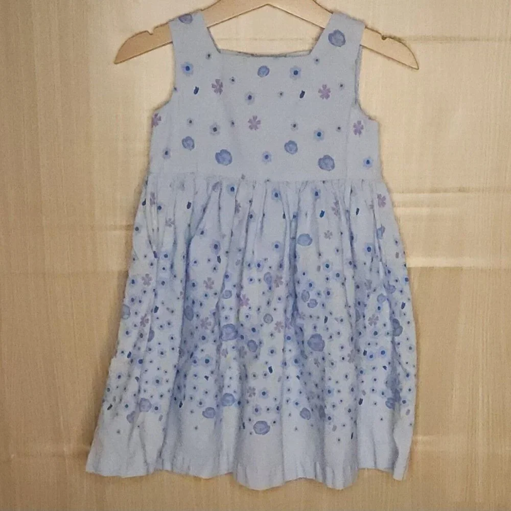 Hearts & Flowers Toddler Girls Blue Floral Sleeveless Dress 18 Months