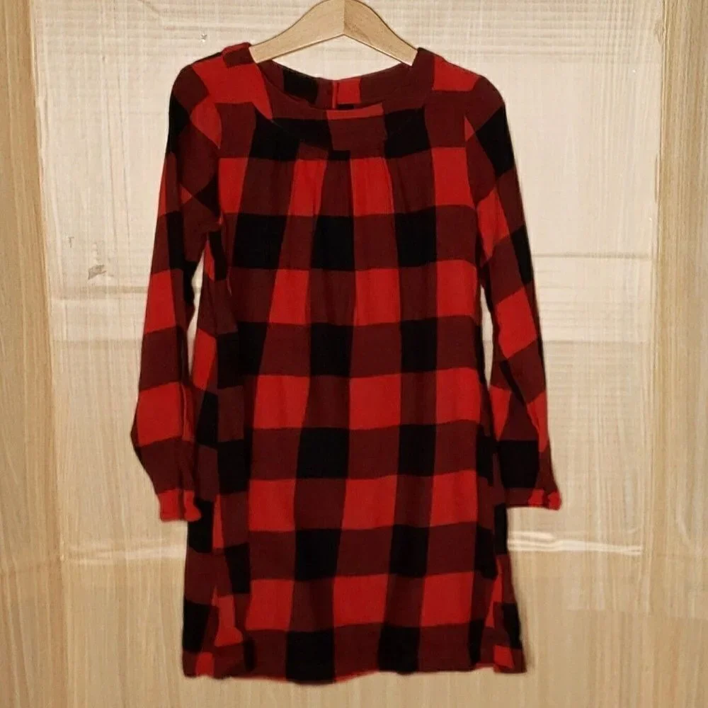 Harper Canyon Girls Buffalo Check Red Flannel Dress 6