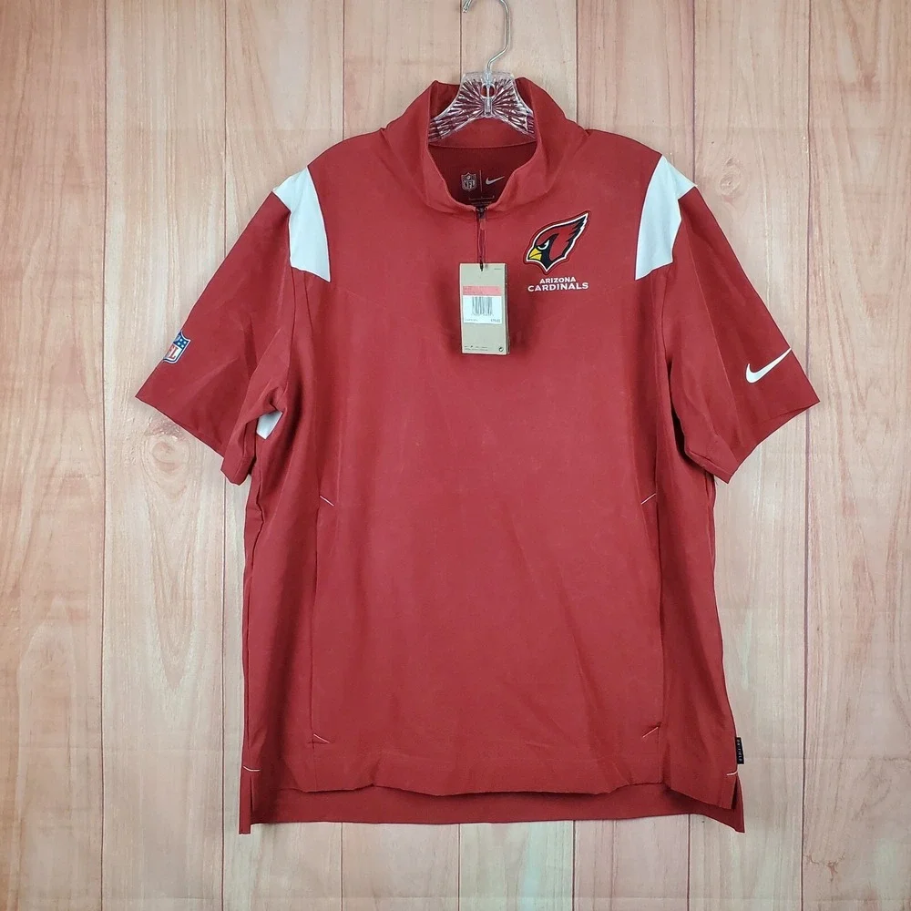 Nike Top Mens Large Red 1/4 Zip Pullover Sideline‎ Coaches NFL Arizona Cardinals