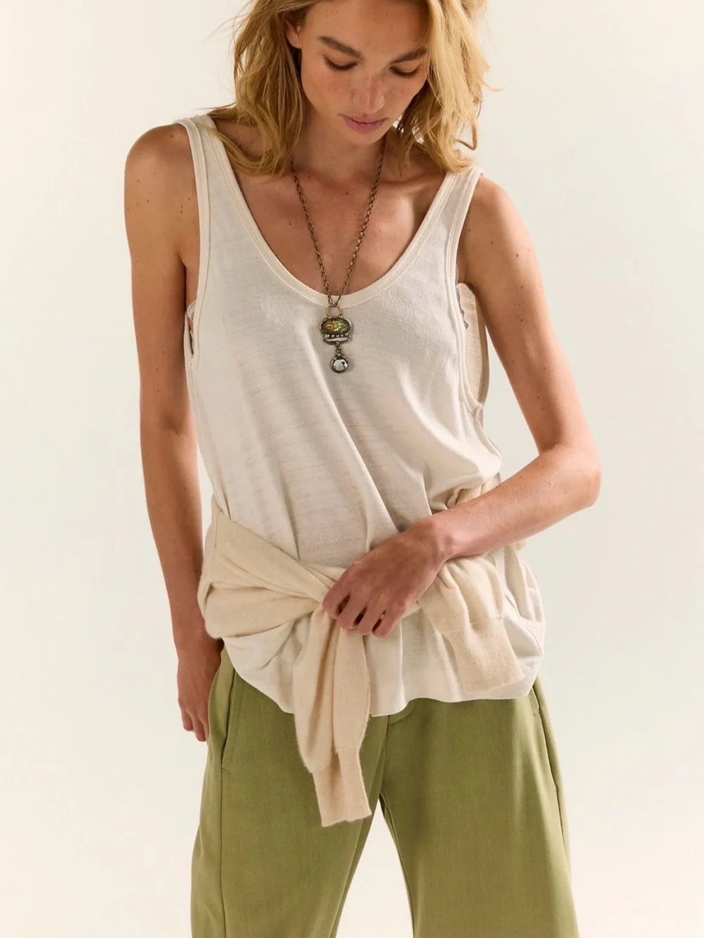 Free People Scoop Neck Silk Tank