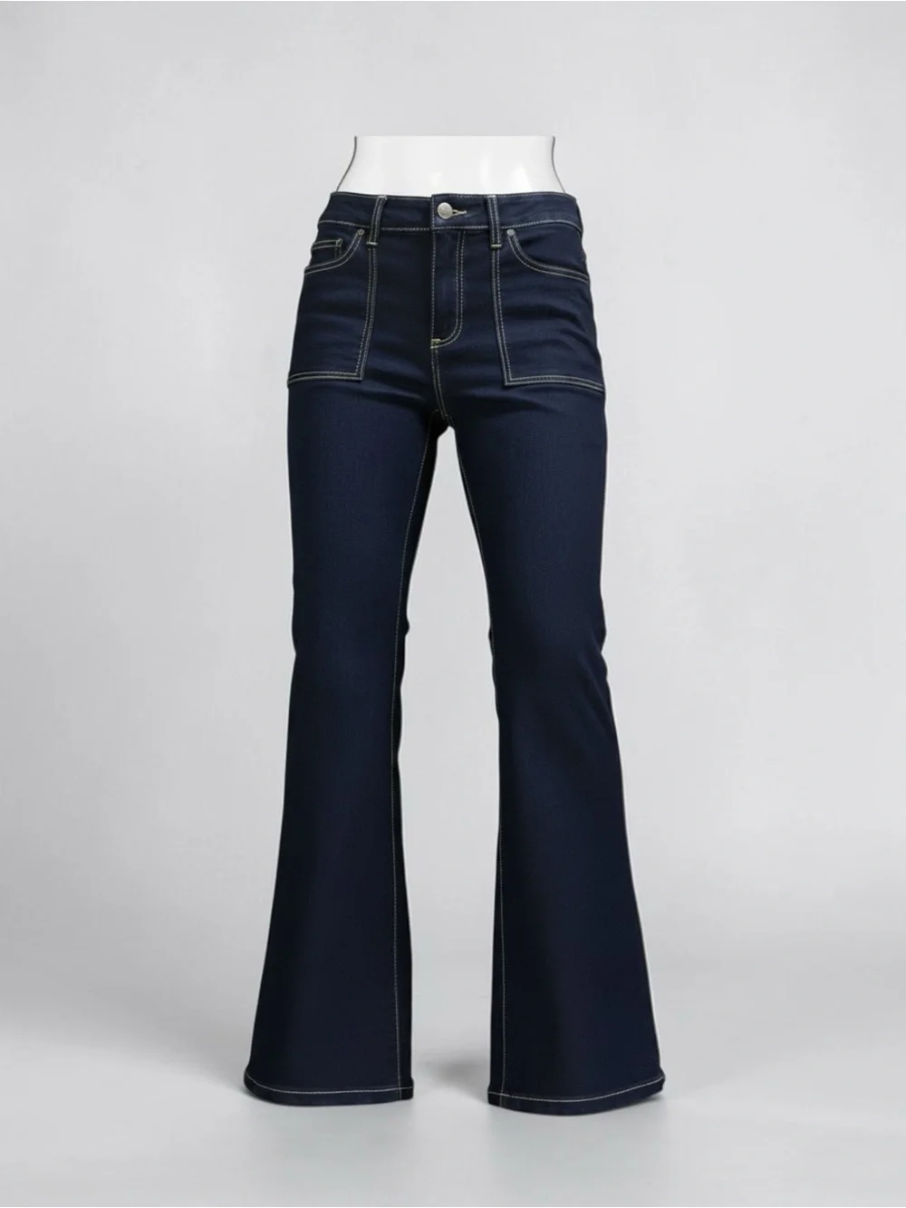 Michael Kors Dark Wash High Rise Flare Jeans Front Patch Pockets Size 8