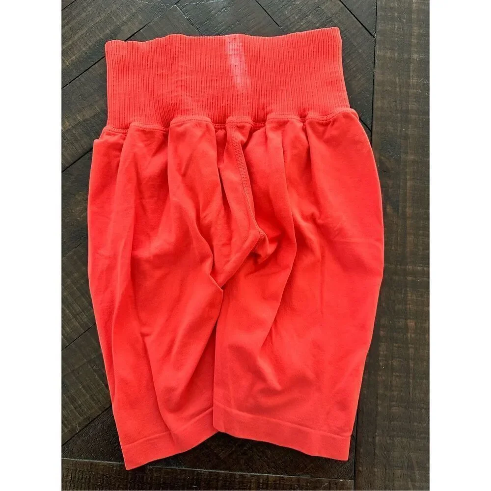 FP Movement Coral Ribbed Waist Bike Shorts Size XS/S New