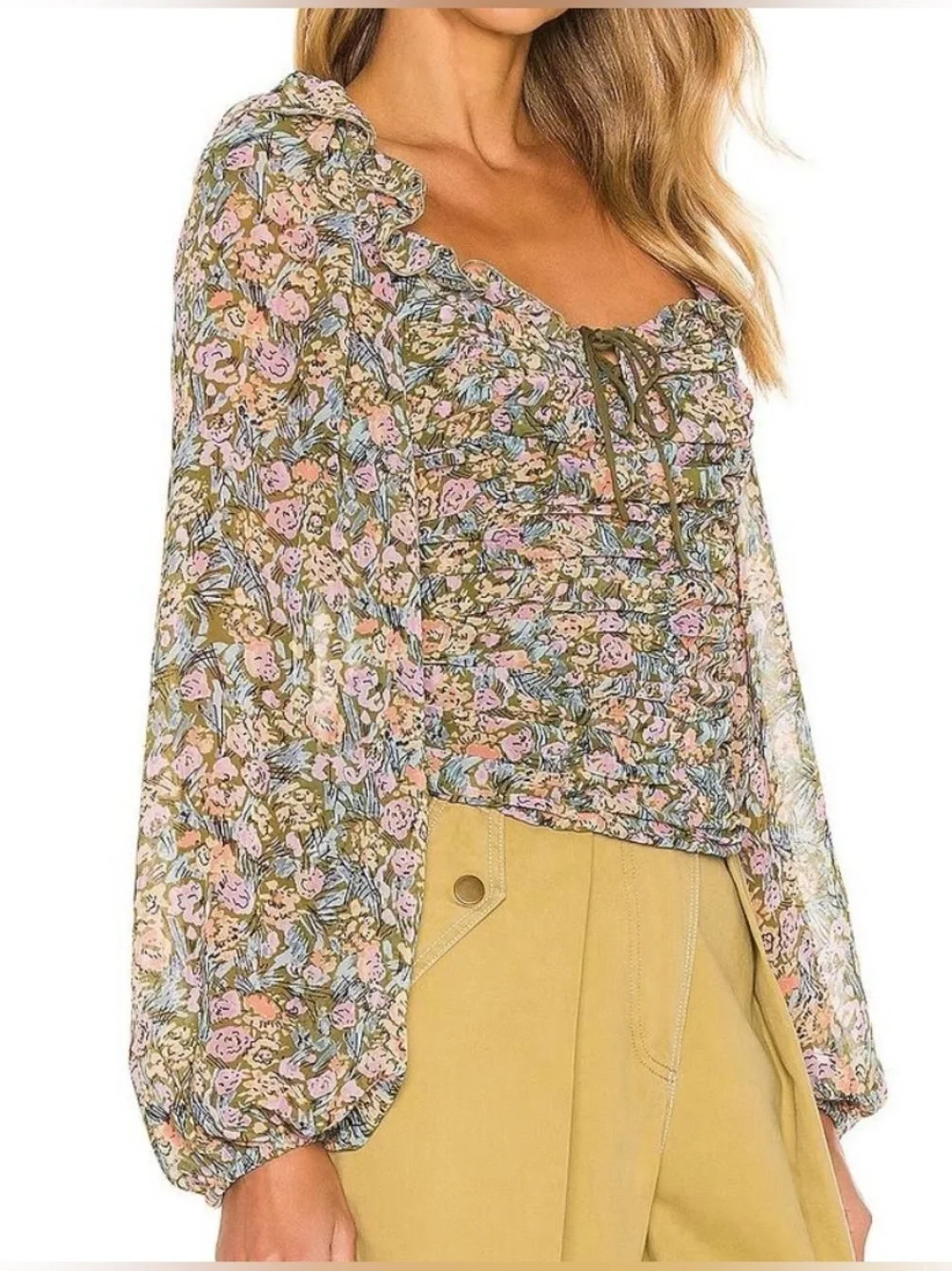 Free People olive 20” ruched