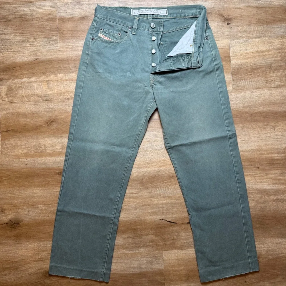 Diesel‎ Jeans Men 30x27 Sage Green Straight Leg Button Fly Made in Italy (Tag32)