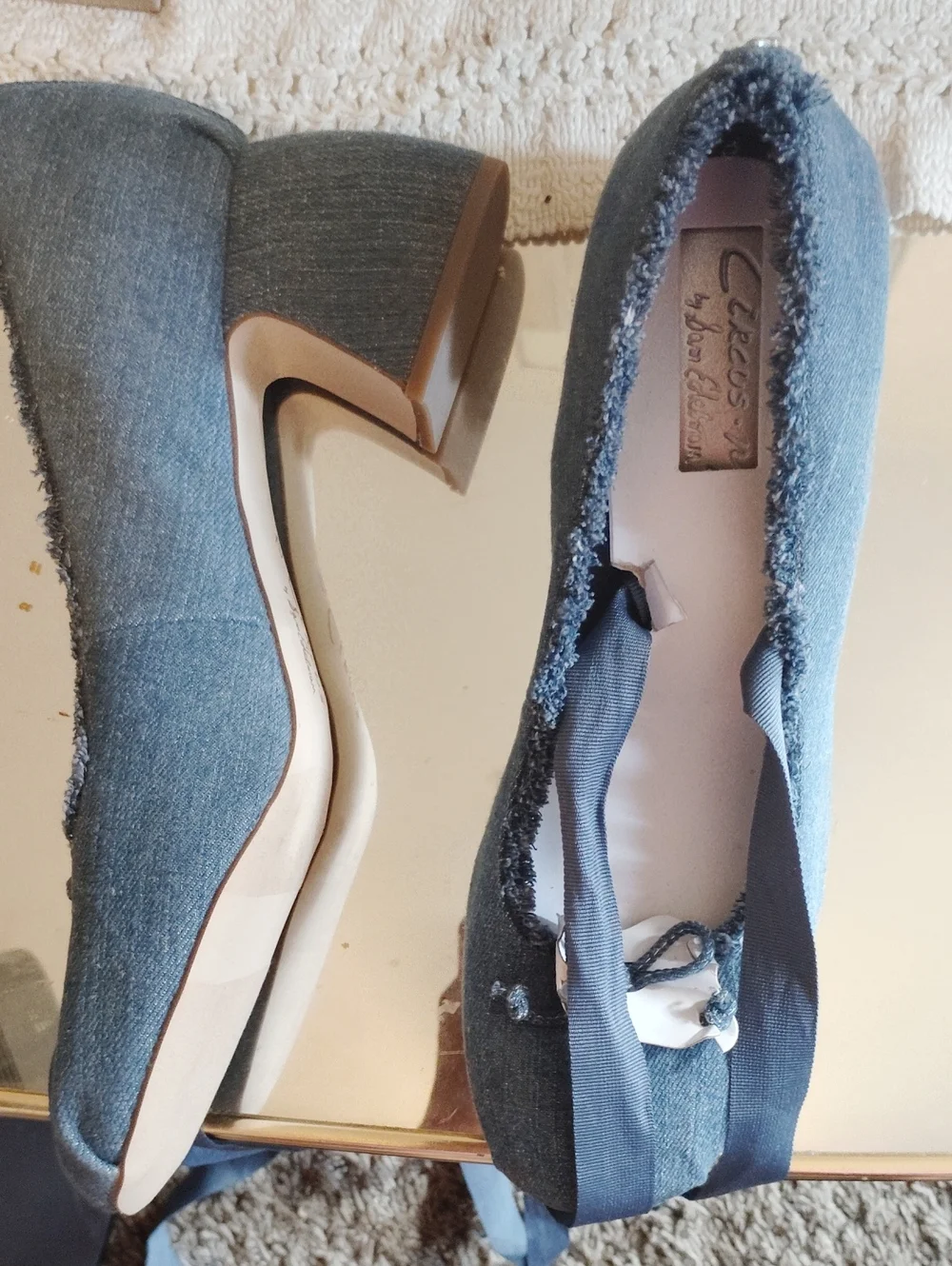 Circus by Sam Edelman Denim Blue Frayed Block Heel Ballet Pumps