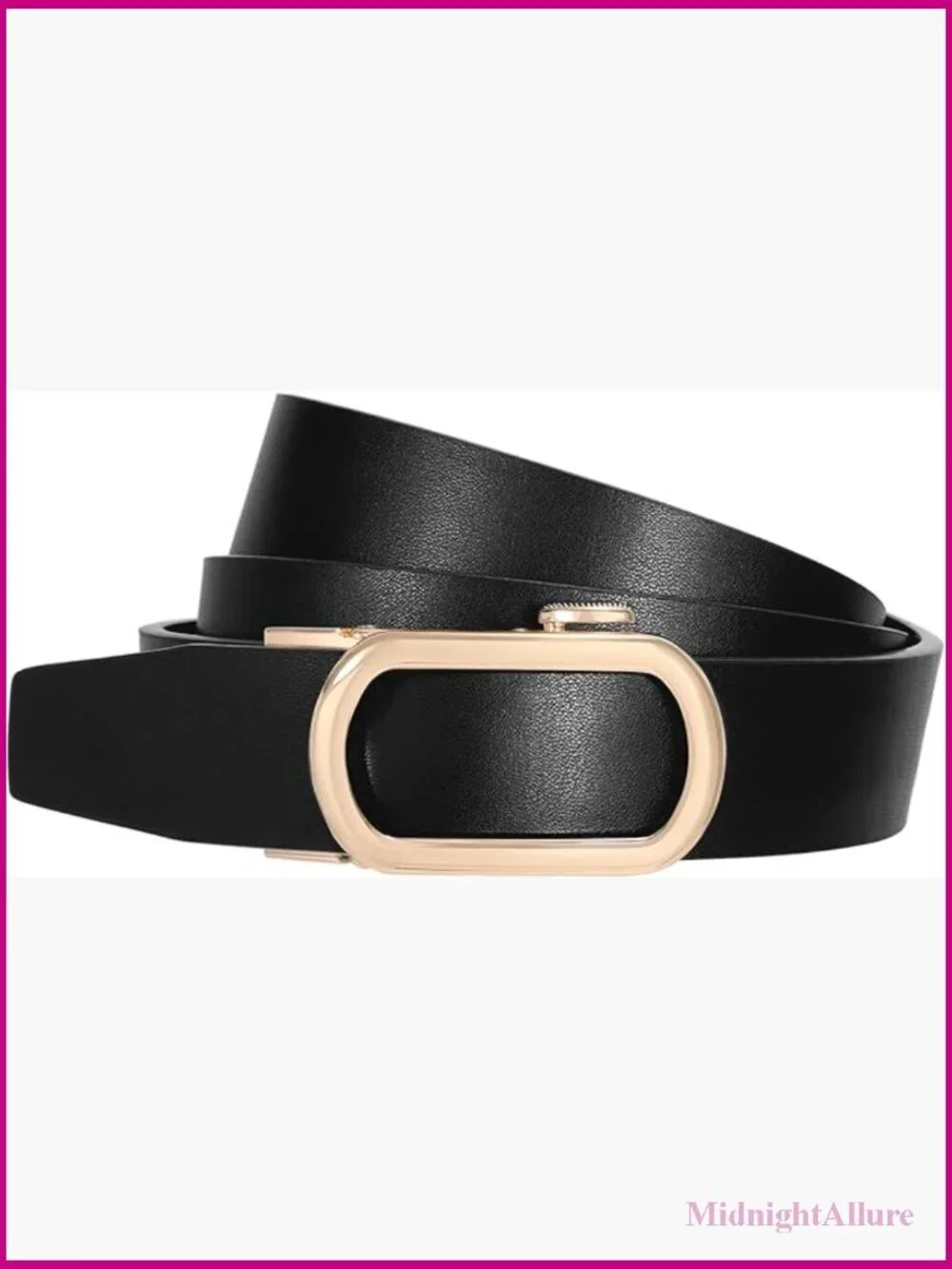 Women Leather Ratchet Belt with Gold Automatic Sliding Buckle 1.2