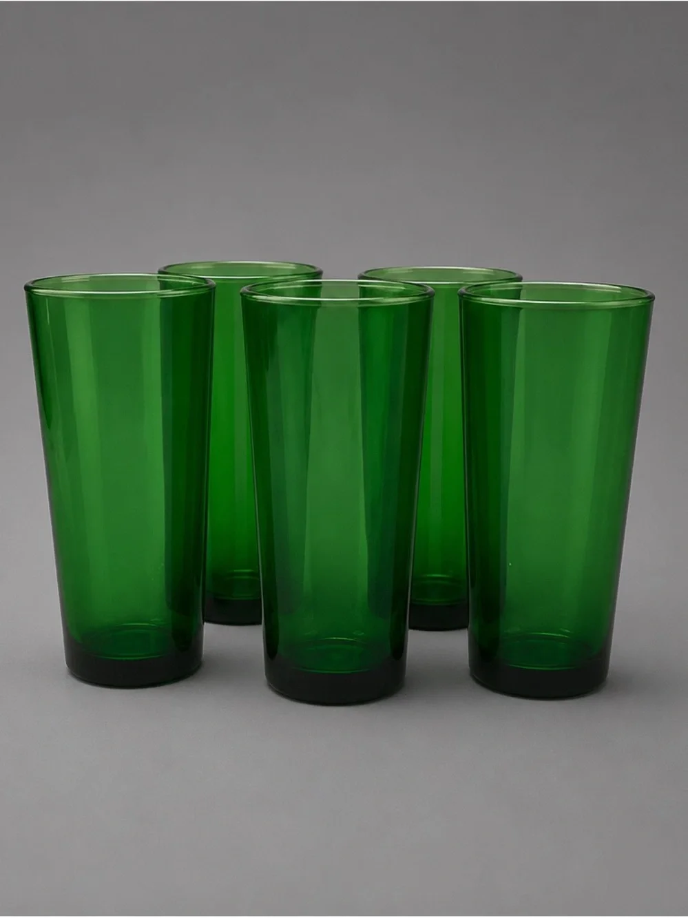 Anchor Hocking Green Tall Tumbler Glasses - Set of 5