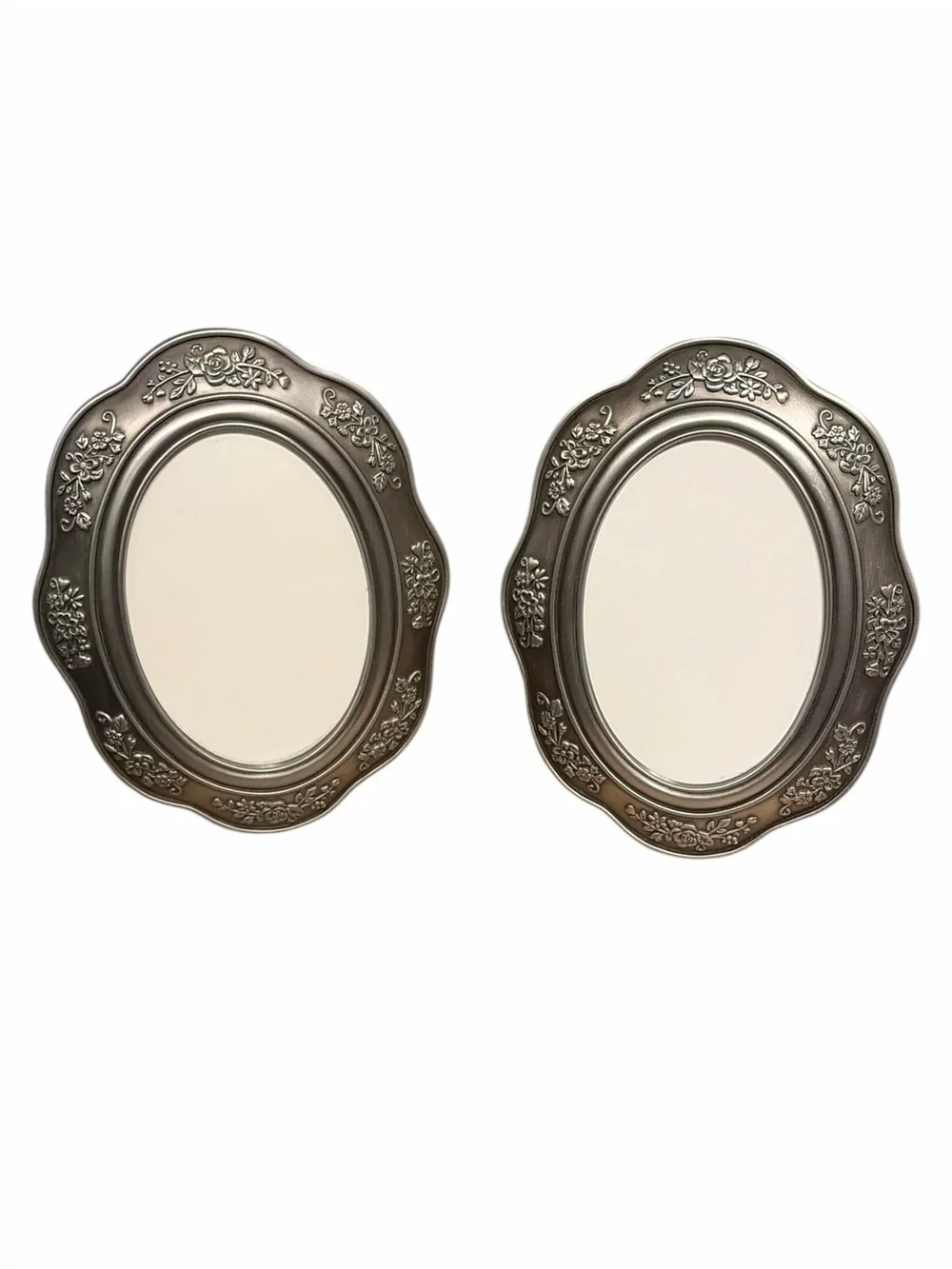Malden Ornate Oval Picture Frames in Pewter- Set of 2
