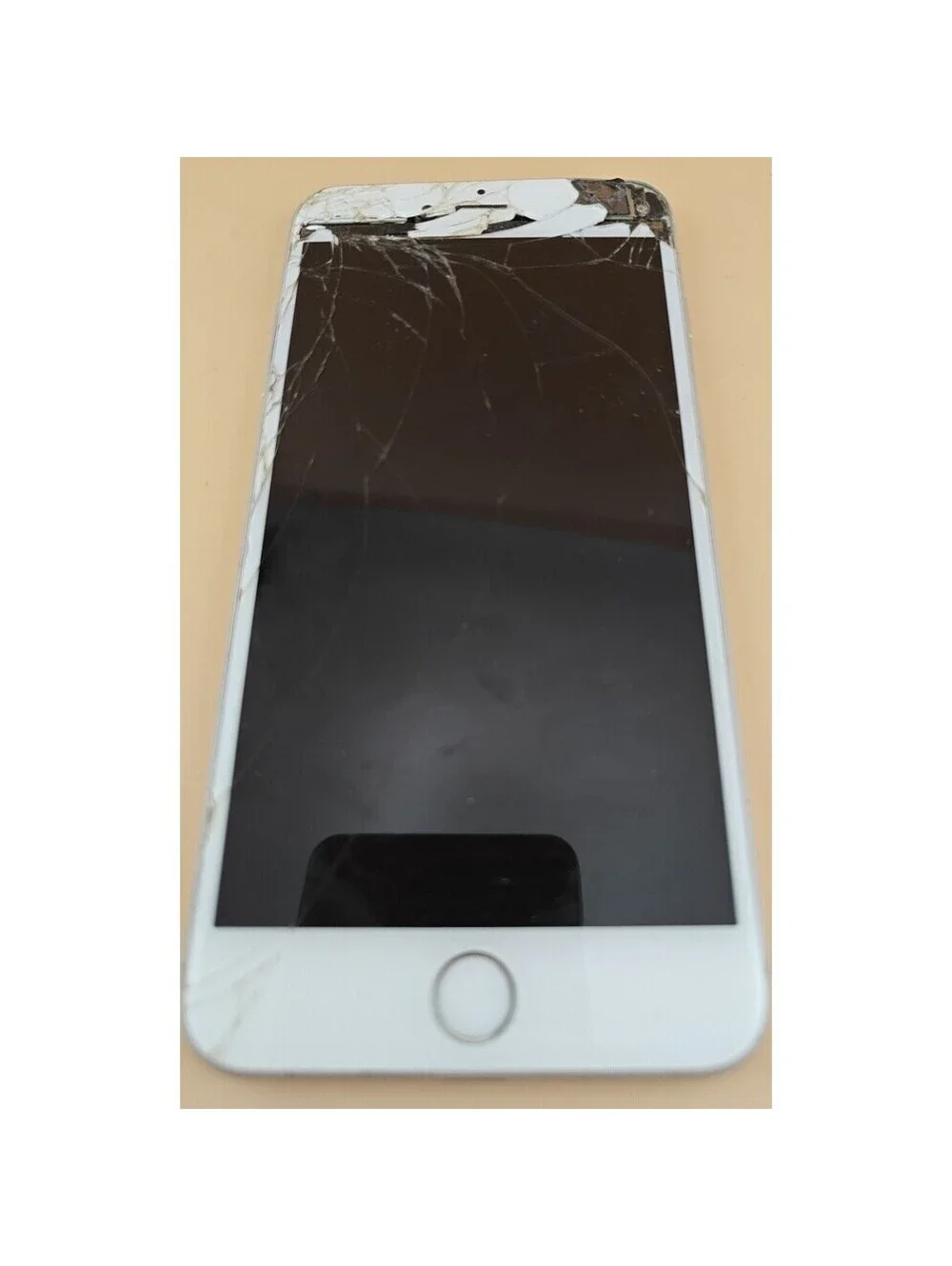 Apple iPhone 6 Plus A1524 White Silver Cracked No Power Parts/Repair As Is